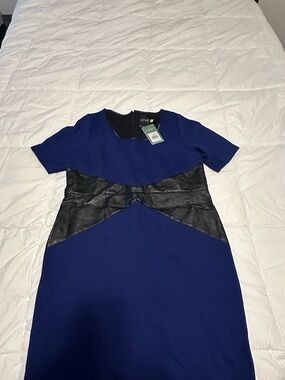 Lysse Royal Blue Midi Dress with Black Waist Panel